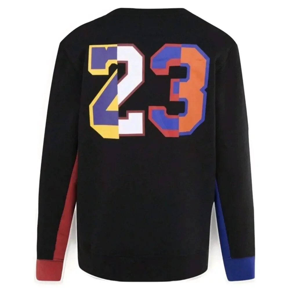 Vintage Jordan Black Crewneck Sweater 23 Colorblock Colorful Top Youth Big Boy L - Picture 2 of 10